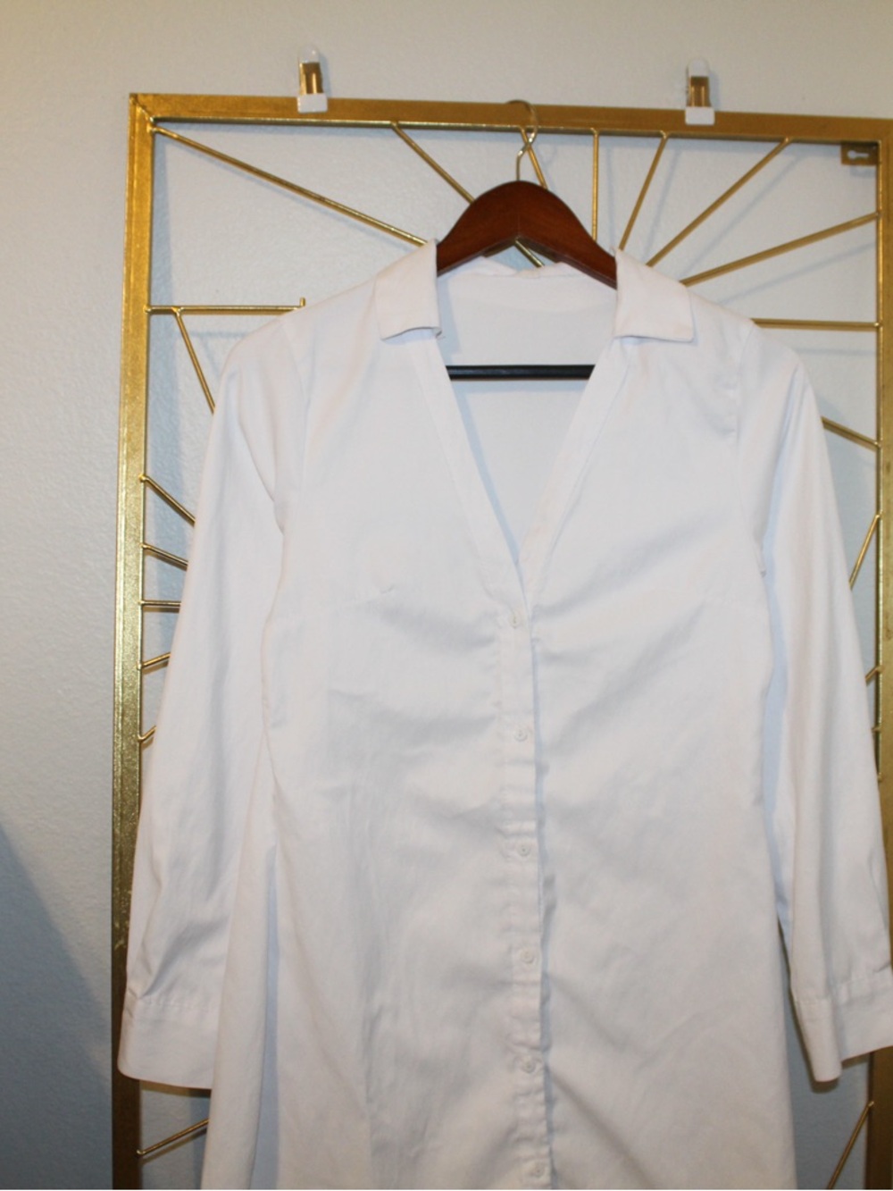 Classic White Button-Front Shirt Dress